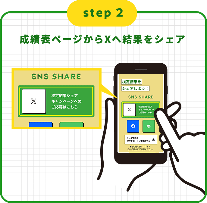 STEP2 成績表ページから結果をシェア